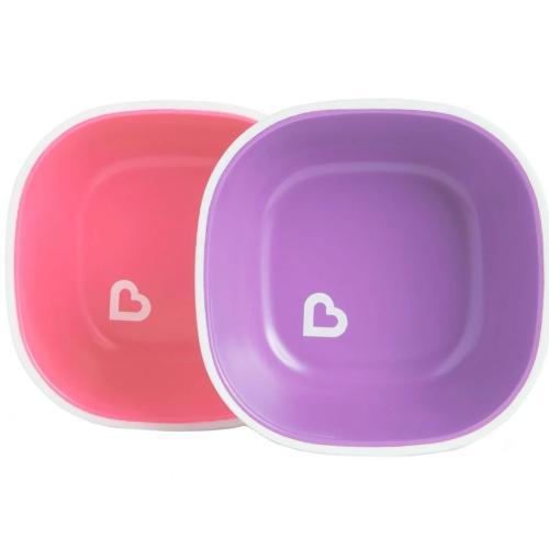 Munchkin Splash Bowls 6m+ Μπολ με Αντιολισθητική Βάση 2 Τεμάχια - Ροζ / Λιλά